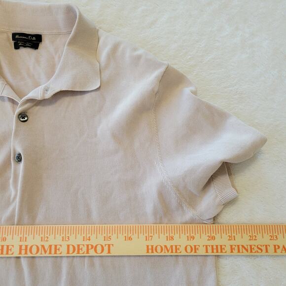 Massimo Dutti Knit Polo Shirt Mens Large Cream Short Sleeve Preppy - Picture 10 of 11